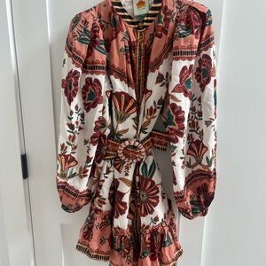 Farm Rio Floral Mini button down dress Size Medium worn twice